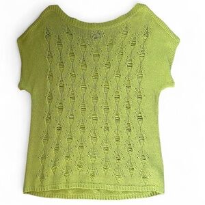Marble charteuse green knitted lace short-sleeved sweater jumper size L
